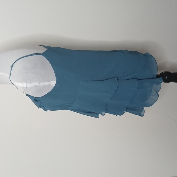 Bisou Bisou by Michele Bohbot teal ruffle spaghetti strap tank top size 8 - Picture 7 of 16